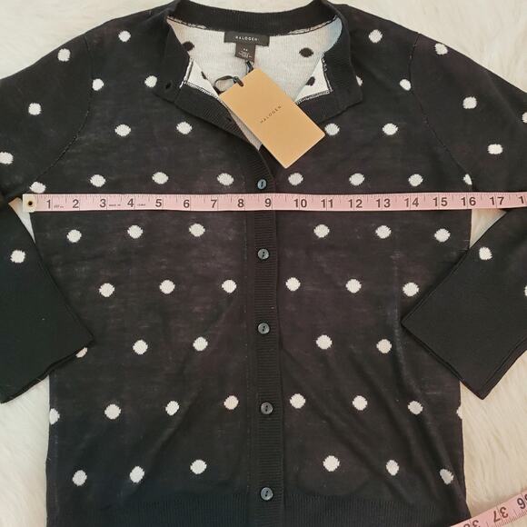 Polka Dot Cardigan $59 Halogen XS Black and White Polka Dot Button Front Sweater - Picture 4 of 7